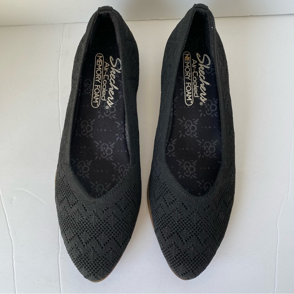 Skechers Cleo Crochet Black Wedge Flats “With Grace” - Sz 7.5 - Picture 2 of 11